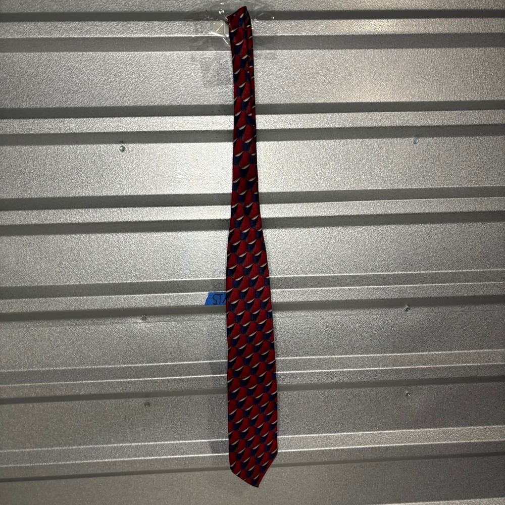 J.Z. Richards Silk Geometric Tie Men Red Blue Handmade in USA